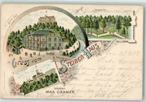 Blankenstein 1898 Gasthaus Steinen-Haus Burg Blankenstein Bahnpost Vohwinkel- Zg. 820