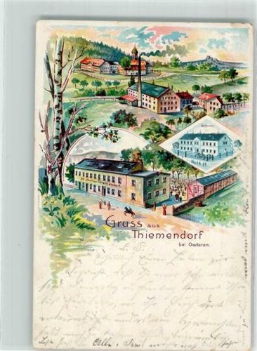 09569 O9388 Oederan 1909 Lithographie Thiemendorf Gasthaus zu Thiemendorf