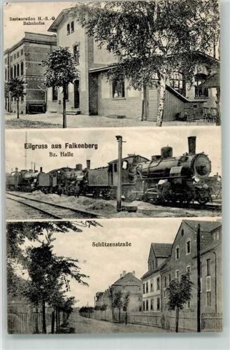 Falkenberg 1916 Bahnofs-Gaststätte Dampflokomotiven Schützenstraße