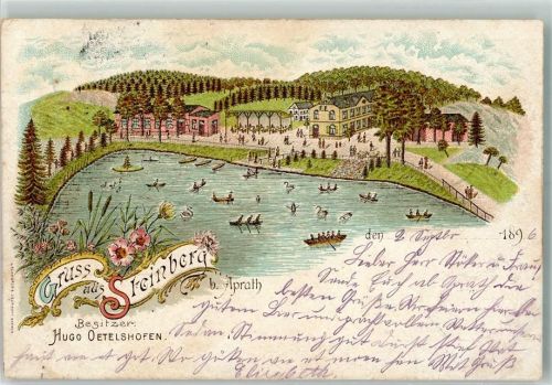 42489 W5603 Aprath 1896 Lithographie Vorläufer Etablissement Steinberg Ruderteich