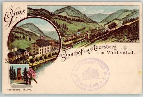 Eibenstock Gasthaus am Auersberg Auersbergturm Wildental Fahradfahrer-Club-Stempel