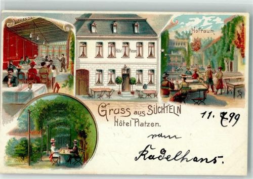 Süchteln 1899 Hotel Platzen Veranda Hofraum Garten