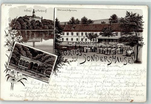 Sondershausen 1894 Vorläufer Lohhalle Schloß Parkteich Hotel zum Erbprinzen