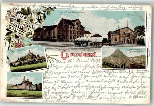 Gensungen 1898 Gasthaus zum Heiligenberg Bahnhof Heiligenberg Altenburg