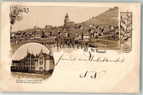 34576 W3588 Homberg , Efze 1898 Lithographie Vorläufer Seminar Marienkirche