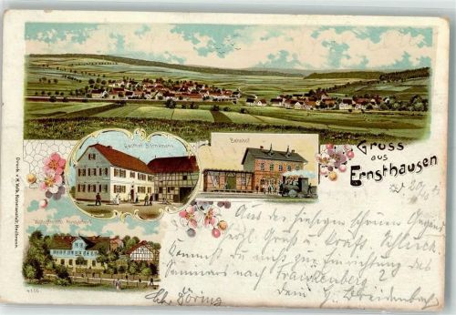 Ernsthausen 1901 Bahnhof Gasthaus Börnemann Wollspinnerei Hungartend