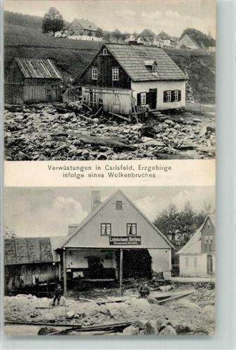 Carlsfeld Wolkenbruch-Katastrophe Zerstörte Häuser