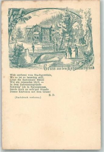 01734 O8222 Rabenau , Sachs Lithographie Rabenauer Mühle Rabenauergrund Vorläufer Druck um 1880 - 1889
