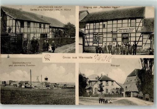 Wernrode 1911 Gasthaus Deutsches Haus Elektrizitätswerke u. chemische Fabriken Rittergut