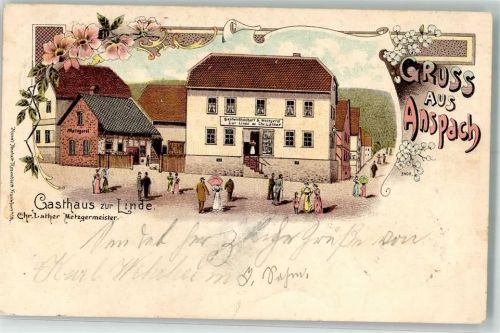 Anspach 1904 Gasthaus Zur Linde Chr. Lather Metzgermeister