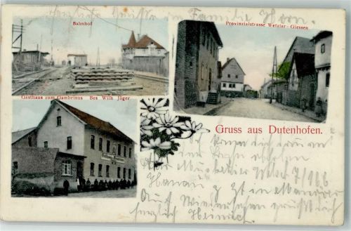 Dutenhofen 1909 Bahnhof Gasthaus zum Gambrinus Provinzialstraße