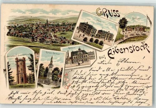 Eibenstock 1895 Vorläufer Schule Aussichtsturm Kriegerdenkmal Rathaus
