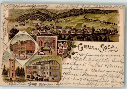 Sosa 1900 Neue Schule Auersberger Aussichtsturm Gasthaus Zum Ring Billard