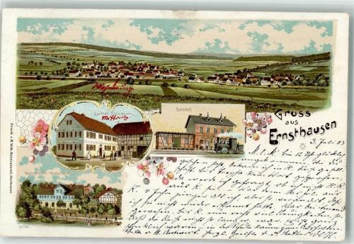 Ernsthausen 1903 Bahnhof Gasthaus Börnemann Wollspinnerei Hungartend