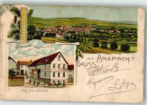 Anspach 1911 Gasthaus Zur Teutonia Hch. Jäger