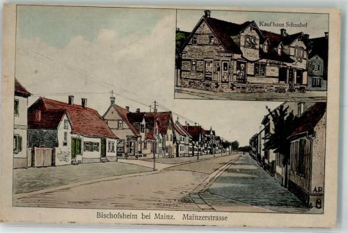 Bischofsheim 1918 Mainzerstraße Kaufhaus Schnabel