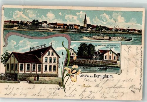 Dörnigheim 1905 Gasthaus Mainlust Ernst Fischer Raddampfer