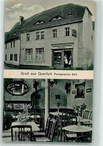 06268 O4240 Querfurt Foto AK Konditorei Gastraum