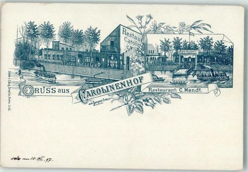 Köpenick 1897 Vorläufer Gasthaus Carolinenhof Am Langen See Bootsanlegestelle Rose