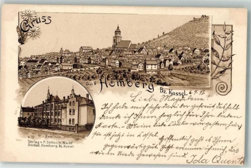 34576 W3588 Homberg , Efze 1897 Lithographie Vorläufer Seminar Marienkirche