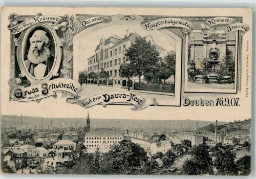 Deuben Schulweihe Hauptschule Daura Fest Krönert Brunnen Ing. September 1907