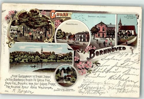 Bornhöved 1897 Gasthaus Waldkater Marktplatz Gasthaus Zur Linde Kirche HintermTeich Adolphs Denkmal