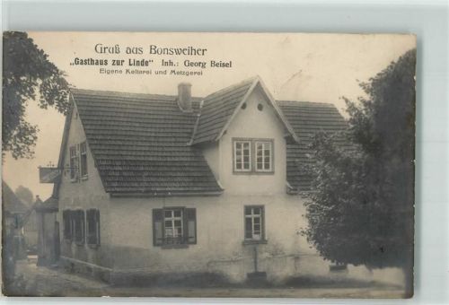 69509 W6942 Bonsweiher Privatfoto AK Posthilfstelle Bonsweiher Gasthaus zur Linde
