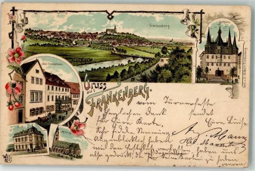 Frankenberg 1896 Hotel Schmidtmann Rathaus Post