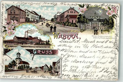 Wabern 1899 Zuckerfabrik Kirchplatz Bahnhofstraße Kgl. Erziehungsanstalt Bahnpost Kasel-