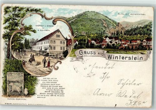 Winterstein Gasthaus Zum Hirsch A, Seyfarth Hunde Denkmal Sembachtal