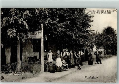 16945 O1922 Rohlsdorf a d Dömitz 1912 Foto AK Gasthaus zu den 3 Linden Bedienstete Hühner