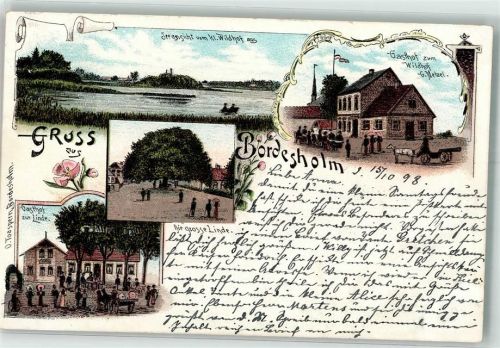 Bordesholm 1898 Gasthaus Zum Wildholm G. Netzel Große Linde Gasthaus Zur Linde