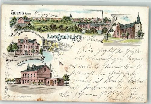 30851 W3012 Langenhagen , Han 1900 Lithographie Post Bahnhof Bahnpost Berlin