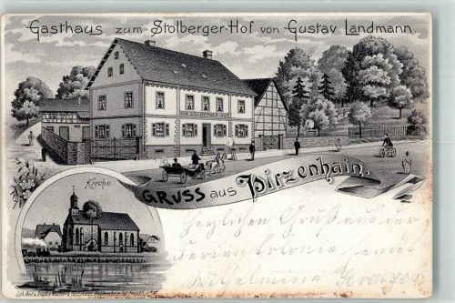 Hirzenhain 1909 Gasthaus Zum Stolberger Hof Gustav Landmann Kirche