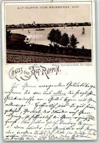 Alt Ruppin 1893 Vorläufer Alt-Ruppin vom Weinberge aus See Angler
