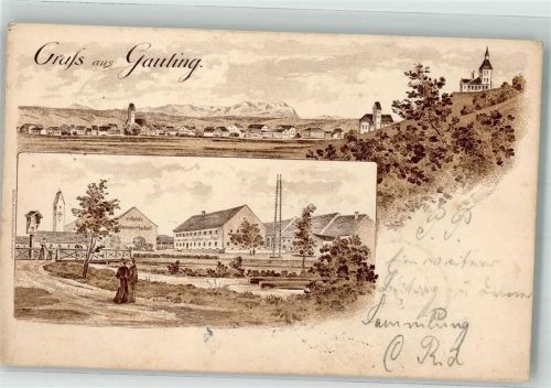 Gauting 1898 Gasthaus zur Post Zeichnung