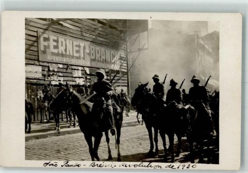 Sao Paulo Soldaten Kavallerie Brazil revolution de 1930 Ort handschriftlich Werbung Fernet Branca
