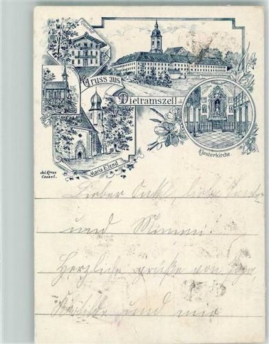 Dietramszell 1898 Vorläufer Kloster Klosterkirche Maria Elend Federlithographie