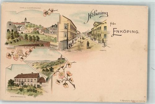 Upsalla Uppsala Gebrauchsspuren Enköping Lithographie
