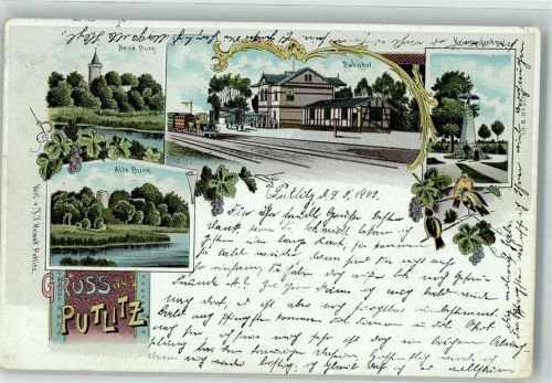 Putlitz 1902 Alte Burg Neue Burg Bahnhof Kriegerdenkmal Vögel