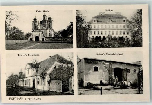 Freyhan Kath. Kirche Schloss Kehrers Weinstuben Gasthaus Obstweinkelterei