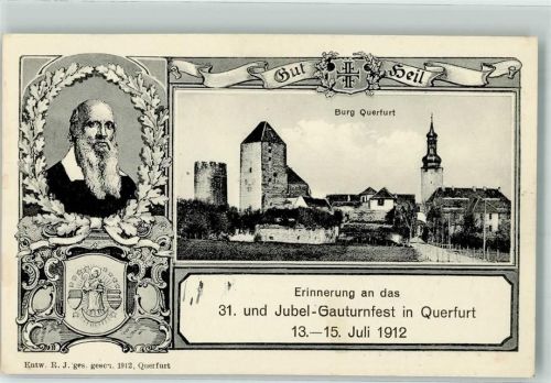 Querfurt 1912 Jubel-Gaufest 1912 Turnvater Jahn Burg Querfurt Burgturm