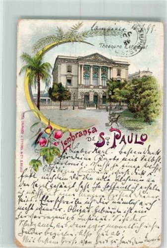 Sao Paulo 1899 Thesouro Estadual Lithographie Nachgebühr Taxe