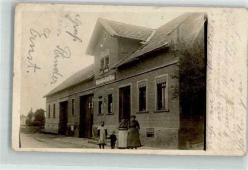 Sprendlingen 1910 Gasthaus Emailleschild Fahrkarten-Verkauf Ort lt. Stempel