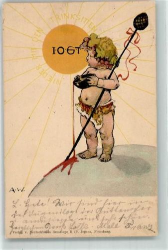 IOGT Nieder mit den Trinksitten sign AW Kind Antialkohol 1906 Gebrauchsspuren