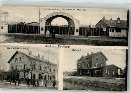 Puchheim 1917 Gefangenenlager Puchheim Bahnhofsgaststätte Bahnhof K.B. Bahnpost