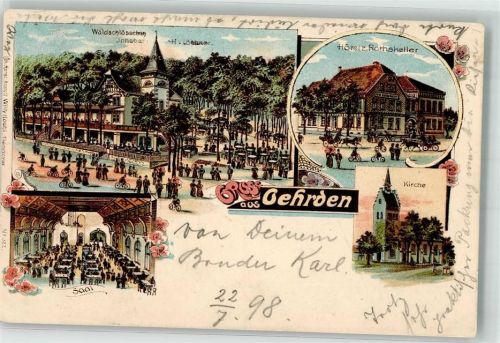 Gehrden 1898 Gasthaus Waldschlößchen Garten Saal Hotel zum Ratskeller