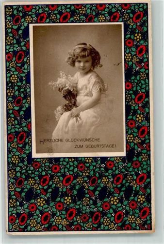 Stoffmuster der Wiener Werkstätte Serie Nr 03219 Glückwunsch Geburtstag Mädchen