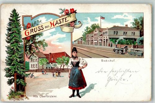 Haste 1901 Volkstracht Bahnhof Alte Oberförsterei