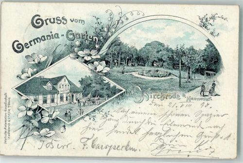 30159 W3000 Kirchrode 1898 Lithographie Etablissement Germania-Garten
